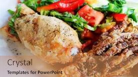  Presentation with thai food - Beautiful slides featuring thai-food-fried-squid backdrop and a coral colored foreground