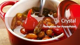  Presentation with chili - Slide deck enhanced with thai food kitchen - chili sauce background and a crimson colored foreground