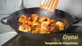  Presentation with thai food kitchen - Presentation having thai food kitchen - fresh fried shrimps background and a tawny brown colored foreground