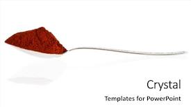  Presentation with thai food kitchen - Colorful presentation theme enhanced with thai food kitchen - silver spoon containing spicy paprika backdrop and a white colored foreground