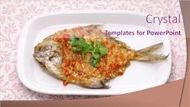  Presentation with thai - Presentation design enhanced with thai-fried-pomfret-fish background and a  colored foreground