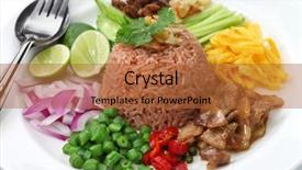  Presentation with thai food - Cool new theme with thai fried rice with shrimp backdrop and a red colored foreground