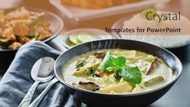  Presentation with eggplant - Amazing slide set having thai-green-curry-with-chicken backdrop and a gold colored foreground