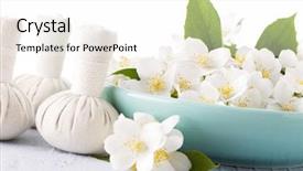  Presentation with jasmine - Theme featuring thai herbal compress massage background and a white colored foreground