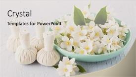  Presentation with jasmine - Beautiful presentation theme featuring thai herbal compress massage backdrop and a white colored foreground