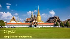  Presentation with thai temple - PPT layouts enhanced with thai king in bangkok thailand background and a tawny brown colored foreground
