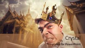  Presentation with king crown - PPT theme consisting of thai king royal - crazy man with crown background and a coral colored foreground