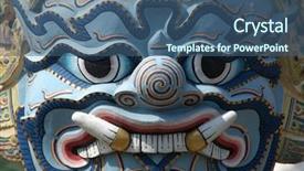  Presentation with demon - PPT theme featuring thai king royal - gaudy statue of the yaksha background and a  colored foreground