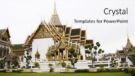  Presentation with thai temple - PPT layouts enhanced with thai king royal - grand palace temple in bangkok background and a white colored foreground