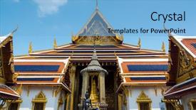  Presentation with royal - Amazing slide deck having thai king royal - wat phra kaew or grand backdrop and a  colored foreground