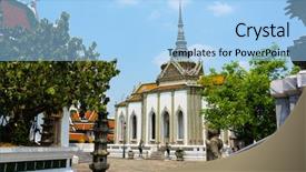  Presentation with bangkok - PPT theme featuring thai king royal - wat phra kaew or grand background and a  colored foreground