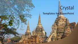  Presentation with thai temple - Amazing slide deck having thai king royal - wat phra si sanphet temple backdrop and a light blue colored foreground