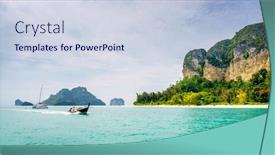  Presentation with krabi - Beautiful presentation theme featuring thai-long-tail-boat-speeding backdrop and a sky blue colored foreground