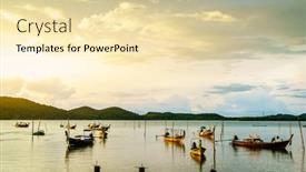  Presentation with sea fishing - Slide deck with thai-long-tail-fishing-boats background and a blonde colored foreground