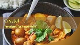  Presentation with chicken curry - Presentation design having thai-massaman-curry-with-chicken background and a tawny brown colored foreground