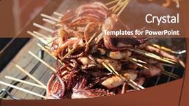  Presentation with civil engineering related to bamboo - Colorful PPT theme enhanced with thai new year - grilled squid on a bamboo backdrop and a red colored foreground