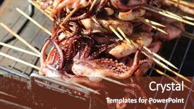  Presentation with bamboo - Amazing theme having thai new year - grilled squid on a bamboo backdrop and a tawny brown colored foreground