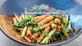  Presentation with pad thai - Beautiful presentation theme featuring thai pad see ew noodles backdrop and a ocean colored foreground