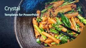  Presentation with pad thai - Presentation with thai pad see ew noodles background and a ocean colored foreground