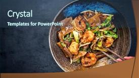  Presentation with pad thai - Beautiful theme featuring thai pad see ew noodles backdrop and a ocean colored foreground