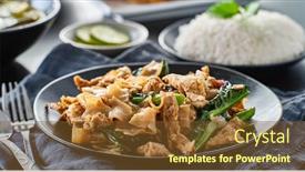  Presentation with pad thai - Beautiful presentation design featuring thai-pad-see-ew backdrop and a tawny brown colored foreground