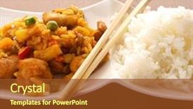  Presentation with thai food dishes - Presentation featuring thai peanut chicken curry background and a tawny brown colored foreground