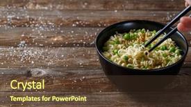  Presentation with chopstick - Colorful presentation design enhanced with thai restaurant - chopstick with noodle backdrop and a tawny brown colored foreground