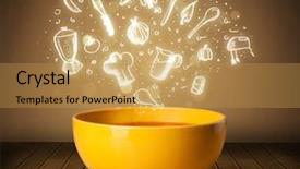  Presentation with soup - Colorful presentation theme enhanced with thai restaurant - home cook soup with hand backdrop and a yellow colored foreground