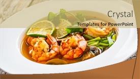  Presentation with thai - PPT layouts featuring thai-seafood-soup-on-wooden background and a yellow colored foreground