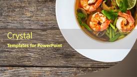  Presentation with thai - Slide deck featuring thai-seafood-soup-on-wooden background and a violet colored foreground