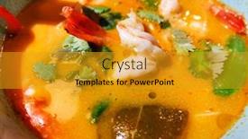  Presentation with milk coconut - PPT layouts consisting of thai-shrimps-with-coconut-milk background and a gold colored foreground