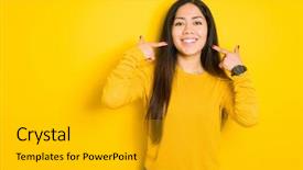  Presentation with wound healing in mouth - Slide set with thai smile - beautiful brunette woman over yellow background and a gold colored foreground