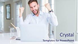  Presentation with asian food - Audience pleasing slide deck consisting of thai smile - business man eating take away backdrop and a sky blue colored foreground