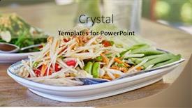 Presentation with papaya - Presentation theme with thai-som-tam-papaya-salad background and a mint green colored foreground
