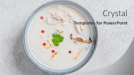  Presentation with thai - Theme having thai-soup-with-coconut background and a light gray colored foreground