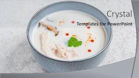  Presentation with thai - Slides consisting of thai-soup-with-coconut background and a light gray colored foreground