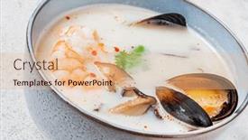  Presentation with thai - Slide set having thai-soup-with-coconut background and a lemonade colored foreground