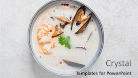  Presentation with thai - PPT theme with thai-soup-with-coconut background and a light gray colored foreground