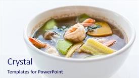  Presentation with thai - Presentation having thai spicy mixed vegetable soup background and a sky blue colored foreground