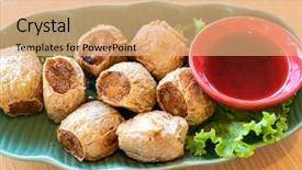  Presentation with thai food - PPT theme having thai street food and restaurant background and a coral colored foreground