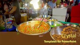  Presentation with market food - PPT theme having thai-street-food-at-night background and a tawny brown colored foreground