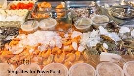  Presentation with food market - Audience pleasing slides consisting of thai-street-food-at-night backdrop and a coral colored foreground