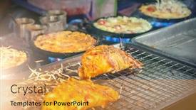  Presentation with food market - PPT layouts featuring thai-street-food-at-night background and a yellow colored foreground