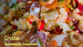  Presentation with food market - Presentation theme featuring thai street food at the market background and a tawny brown colored foreground