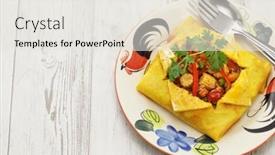  Presentation with thai - PPT layouts featuring thai-stuffed-omelet-kai-yat background and a sky blue colored foreground