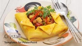  Presentation with thai - PPT theme having thai-stuffed-omelet-kai-yat background and a yellow colored foreground