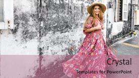  Presentation with thai - PPT layouts enhanced with thai style - boho girl in maxi dress background and a coral colored foreground