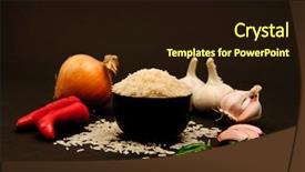  Presentation with rice - Beautiful presentation theme featuring thai style - white rice and vegetables backdrop and a wine colored foreground