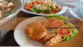  Presentation with thai - Slide set enhanced with thai-style-cuisine-at-outdoor background and a red colored foreground