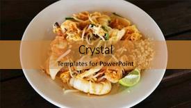  Presentation with thai food kitchen - Slides featuring thai style fried rice noodles background and a gold colored foreground
